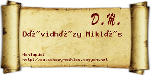 Dávidházy Miklós névjegykártya