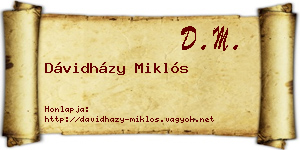Dávidházy Miklós névjegykártya